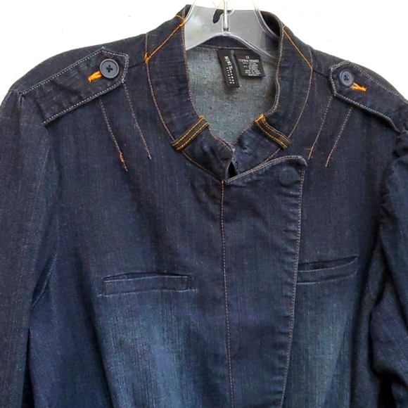 Demin Jacket Blue Color By Mix It Woman Stretch Size 1x - Picture 3 of 7